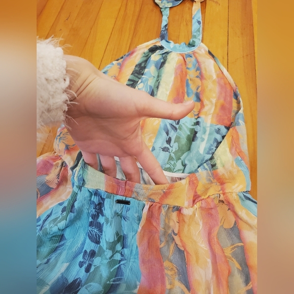 NWT O'Neill Jennifer Woven Maxi Tank Dress. Neck Tie. Backless. Tropical. Boho. - Picture 8 of 16